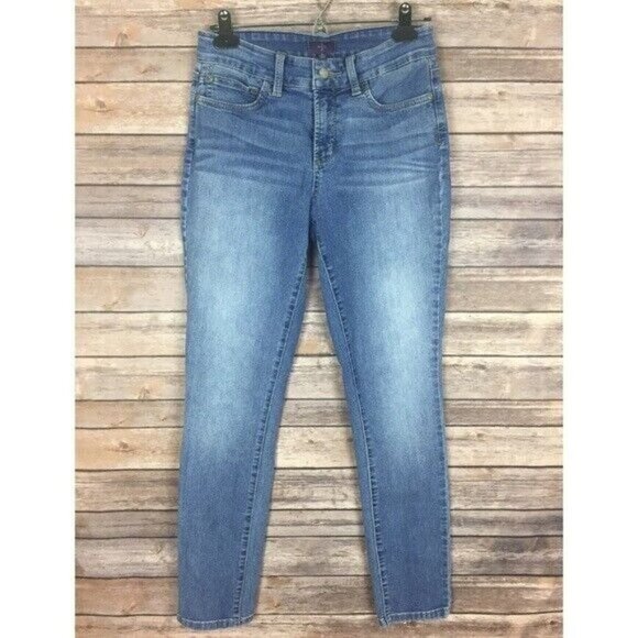 NYDJ Jeans Blue Light Wash Legging Jegging Skinnny Leg Stretch Size 4 - Picture 1 of 5